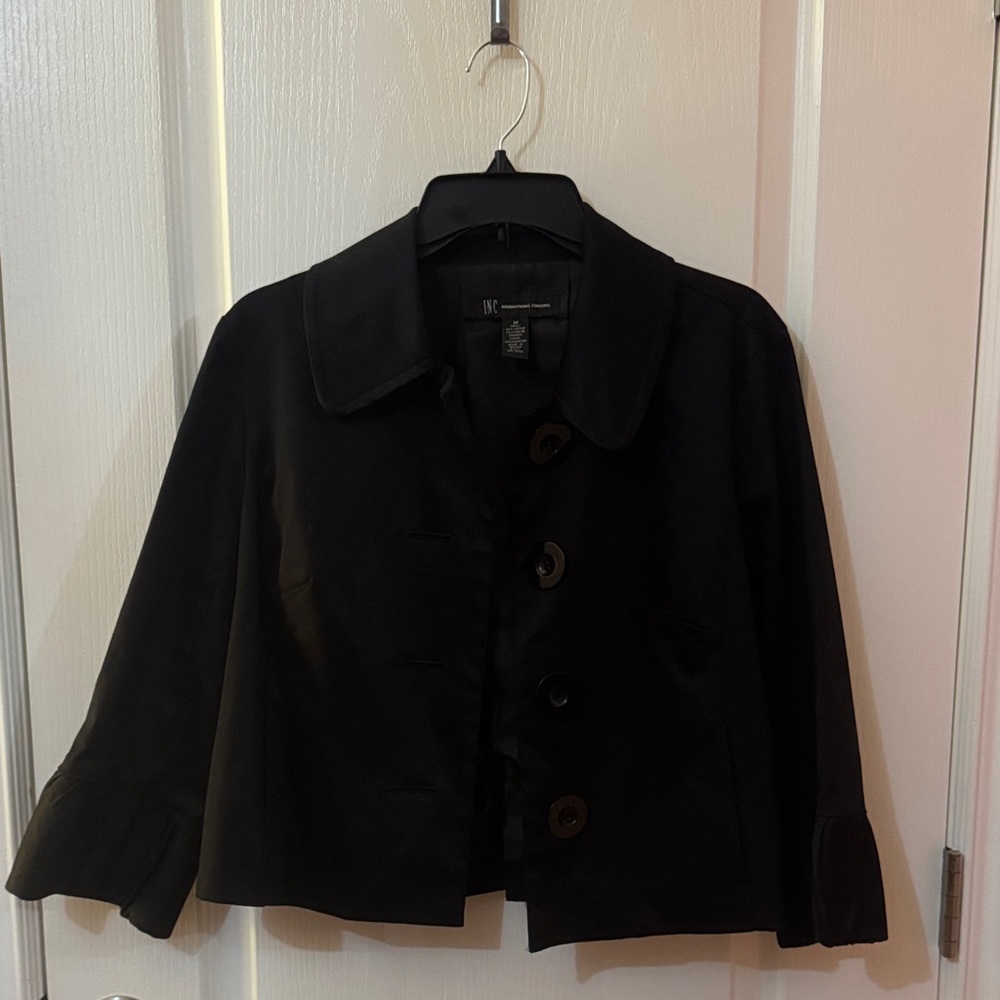 INC International Concepts Black Trench Coat